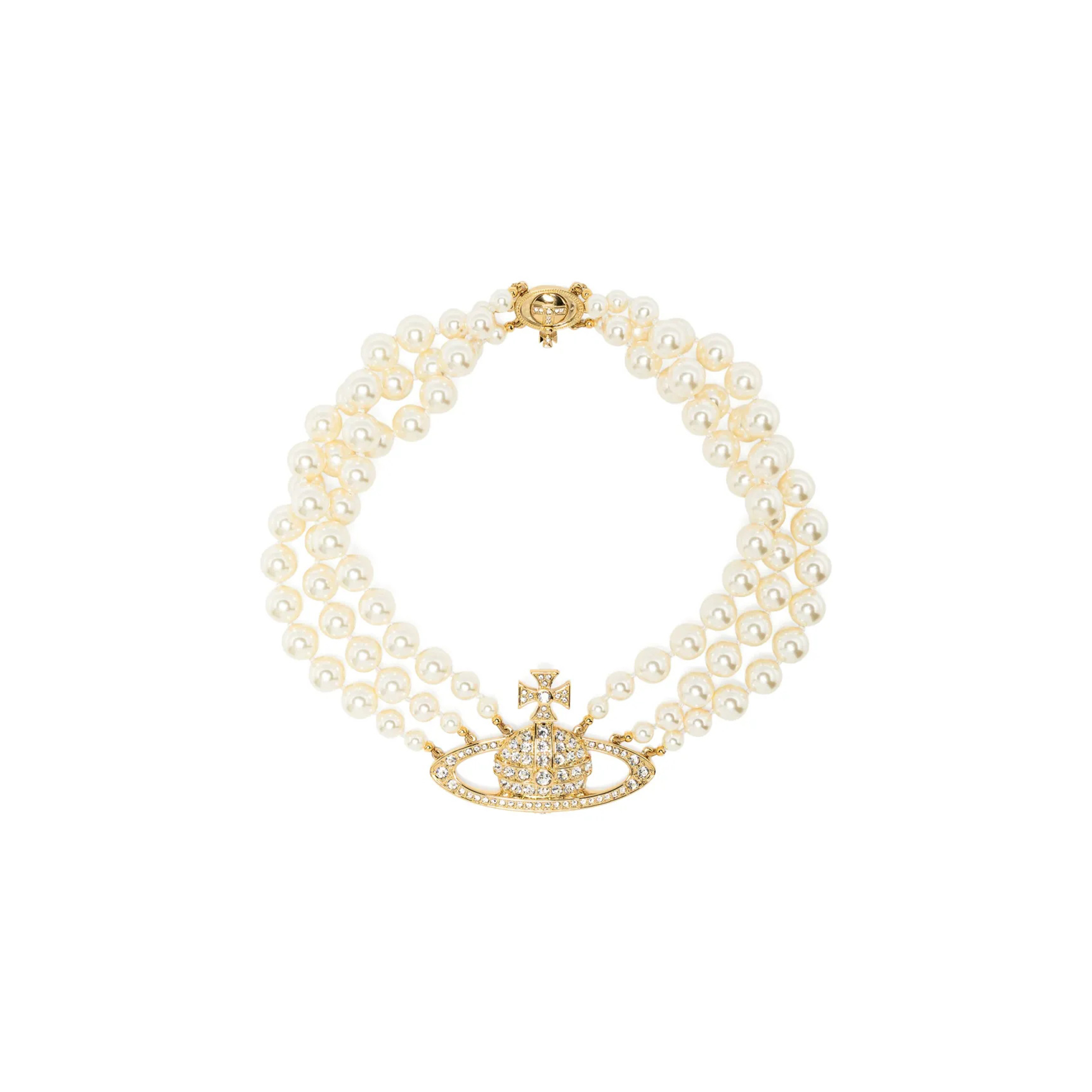 VIVIENNE WESTWOOD BAS RELIEF THREE-ROW CHOKER NECKLACE 6303000702R117CN